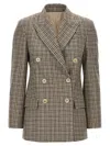 Brunello Cucinelli Blazer Check Monile In Brown