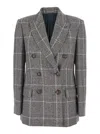 Brunello Cucinelli Women Alpaca And Wool Prince De Galles Blazer In Gray