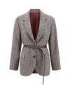 Brunello Cucinelli Women Blazer Jacket With Belt In Brown