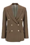 Brunello Cucinelli Brown Double-breasted Jacket With Peak Lapels In Brown