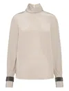 Brunello Cucinelli Turtle Neck Blouse Clothing In Neutral