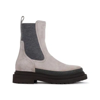 Brunello Cucinelli Suede Chelsea Boots In Brown