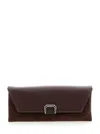 Brunello Cucinelli Brown Clutch With Metal Buckle On The Front In Leather And Suede Woman In Multi