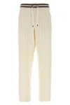Brunello Cucinelli Cable Knit Cashmere Pants With Ribbed Cuffs In Neutral