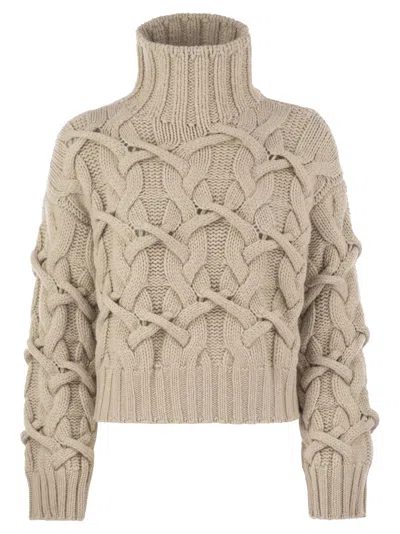 BRUNELLO CUCINELLI BRUNELLO CUCINELLI WOMEN BRAIDED HIGH-NECKED CASHMERE SWEATER
