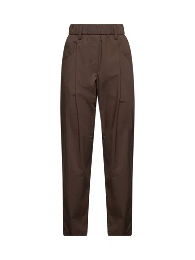 Brunello Cucinelli Women Brown Cotton Tapered Trousers