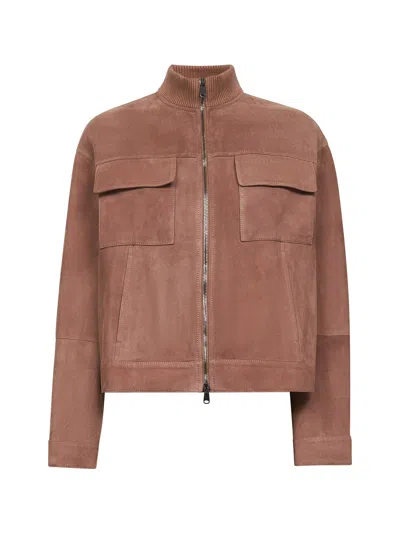 Brunello Cucinelli Women Brown Couture Suede Monili Jacket