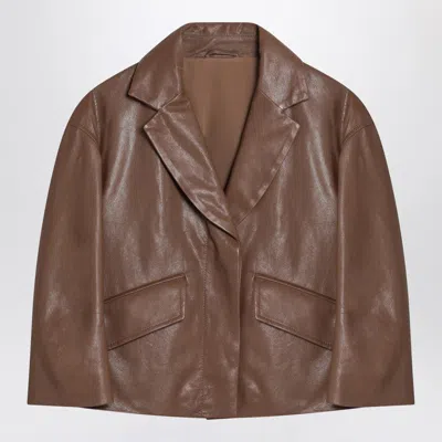 Brunello Cucinelli Women's Brown Cropped Leather Jacket