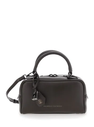 Brunello Cucinelli Women Brown Crossbody Bag With Removable Shoulder Strap And Padlock Pendant With  In Multi