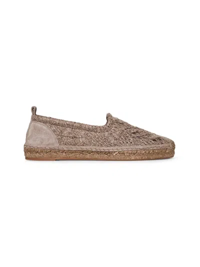 Brunello Cucinelli Women Brown Dazzling Foliage Lace Knit Espadrilles