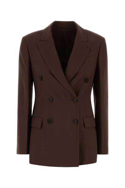 Brunello Cucinelli Jersey Blazer Button Detail Notched Lapels In Brown
