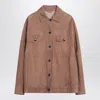 Brunello Cucinelli Leather Overshirt Jacket With Chest And Side Pockets In Pink