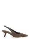 Brunello Cucinelli Women Brown Pumps With Applied Details In Suede Woman In Brown