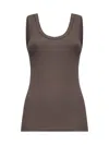 Brunello Cucinelli Women Brown Ribbed Jersey Monili Top In Gray