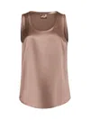 Brunello Cucinelli Women Brown Satin Reversible Top In Brown