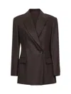 Brunello Cucinelli Linen Blazer Jacket In Brown