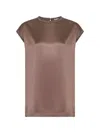 Brunello Cucinelli Women Brown Stretch Silk Satin Monili Top In Brown