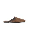Brunello Cucinelli Brown Slip-on Sandals With Woven Design And Suede Lining