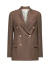 Brunello Cucinelli Women Brown Twill Shiny Cuffs Jacket In Brown