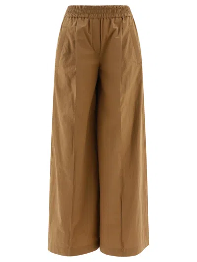Brunello Cucinelli Brown Wide Trousers For Women: A Fashion Statement For Ss24
