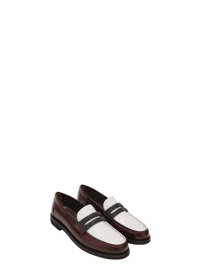 Brunello Cucinelli Women's Brown/white Loafers With Precious Clamp | Size It 39 | Mzvng2870le Color C8033