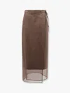 Brunello Cucinelli Cotton-blend Midi Skirt In Brown