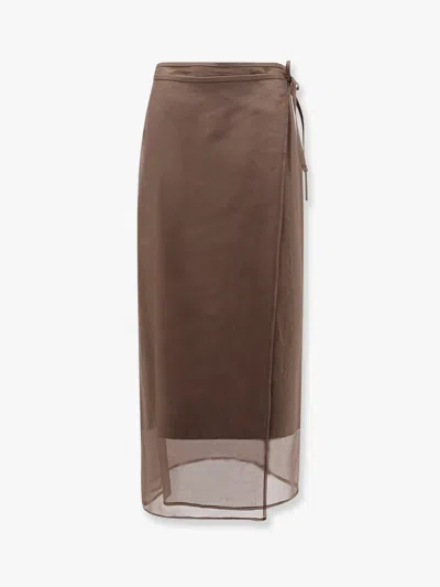 BRUNELLO CUCINELLI BRUNELLO CUCINELLI WOMEN COTTON BLEND WRAP-AROUND SKIRT