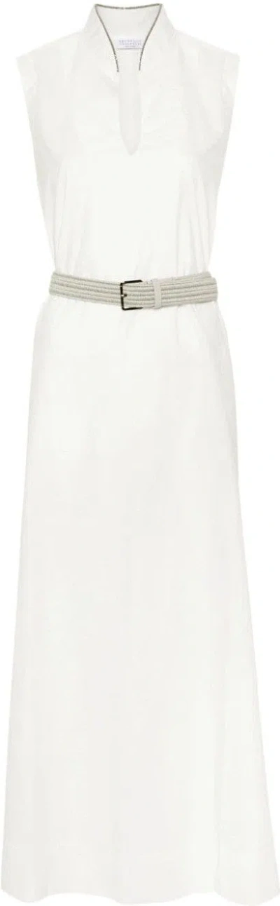 Brunello Cucinelli Women's  Dresses White | Size Medium | M0f79aeg63c600