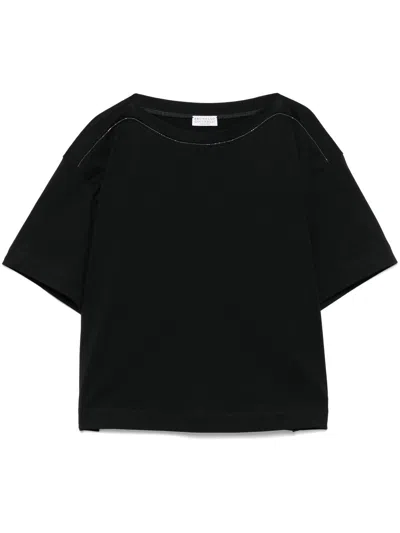 Brunello Cucinelli Women  T-shirt With Jewel Chain Detail