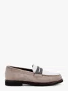 Brunello Cucinelli Beige Loafers With Monile Detail And Chain In Suede Woman In White
