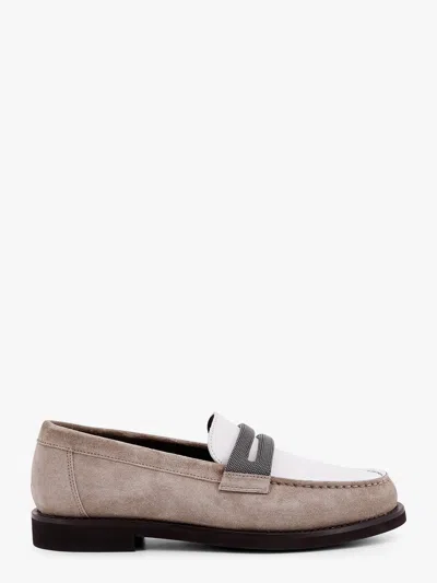 BRUNELLO CUCINELLI BRUNELLO CUCINELLI WOMEN SUEDE AND LEATHER LOAFER WITH MONILI DETAIL