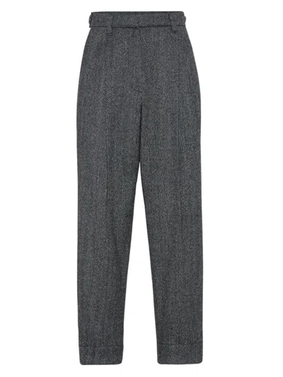 Brunello Cucinelli Baggy Sartorial High-rise Wool Straight Pants In Black