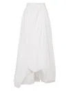 Brunello Cucinelli Long Cotton Skirt With Asymmetric Draped Detailing In Natural
