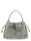 Brunello Cucinelli Women Small Shearling Mellow Shoulder Bag In Gray