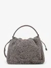 Brunello Cucinelli Women Bucket Mellow Small Shearling Fuzzy Bucket Bag In White