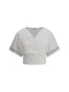 Brunello Cucinelli Monili Embellished Cropped Blouse In White