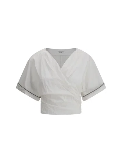 BRUNELLO CUCINELLI BRUNELLO CUCINELLI WOMEN BUCKLE-KNOTTED WAIST BLOUSE