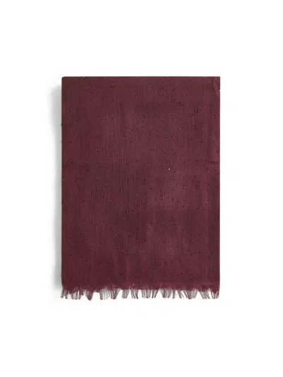 Brunello Cucinelli Women Burgundy Diamante Cashmere And Silk Scarf