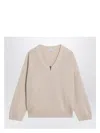 Brunello Cucinelli V-neck Rib Knit Sweater With Monili-insert