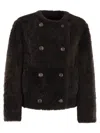 Brunello Cucinelli Reversible Double-breasted Fur Jacket With Button Detailing In Brown