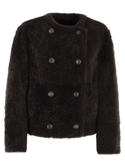 BRUNELLO CUCINELLI BRUNELLO CUCINELLI WOMEN CABAN CROP REVERSIBILE IN SHEARLING FUZZY