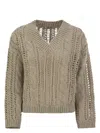 Brunello Cucinelli Women's Cable & Mesh Jute And Cotton Jersey In Beige