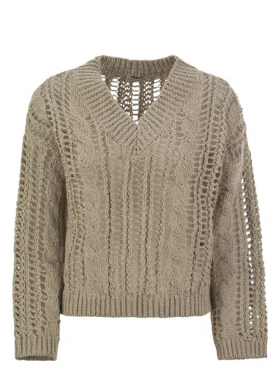 BRUNELLO CUCINELLI WOMEN'S CABLE & MESH JUTE AND COTTON JERSEY