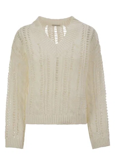 BRUNELLO CUCINELLI WOMEN'S CABLE & MESH JUTE AND COTTON JERSEY