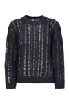 Brunello Cucinelli Women's Cable & Mesh Jute And Cotton T-shirt In Blue