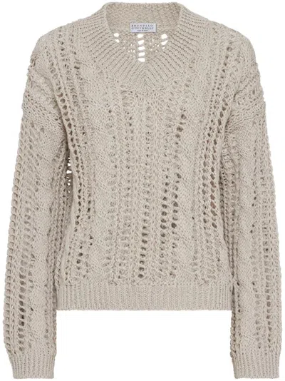 BRUNELLO CUCINELLI BRUNELLO CUCINELLI WOMEN CABLE AND MESH SWEATER