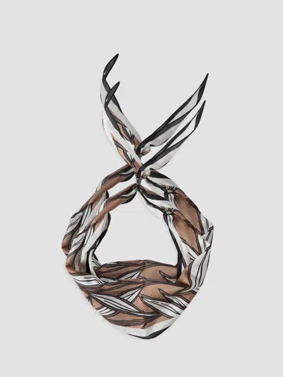 Brunello Cucinelli Women's Cacao Leaves Print Silk Foulard In Multi