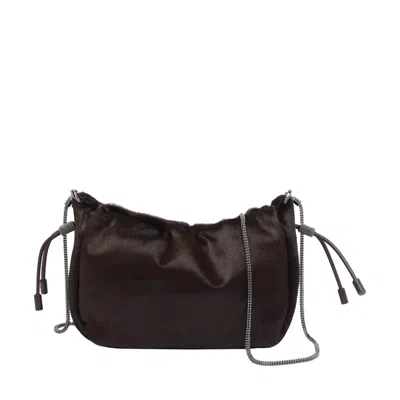 Brunello Cucinelli Women Calf Hair Mellow Bucket Bag In Brown