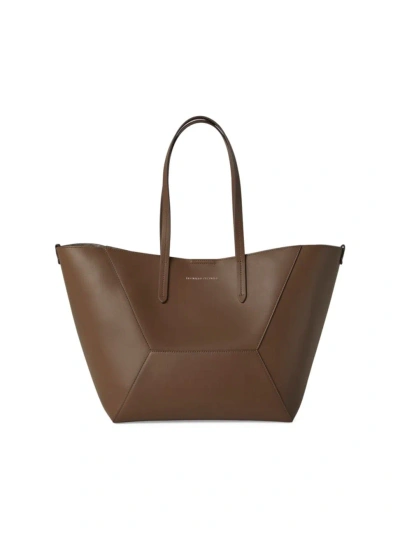 Brunello Cucinelli Women's Calfskin Shopper Bag With Monili In Light Brown