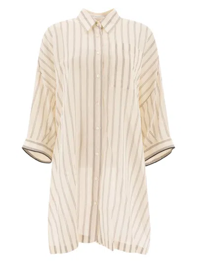 Brunello Cucinelli Women's Camicia Con Dettaglio Catena Di Monili In Beige